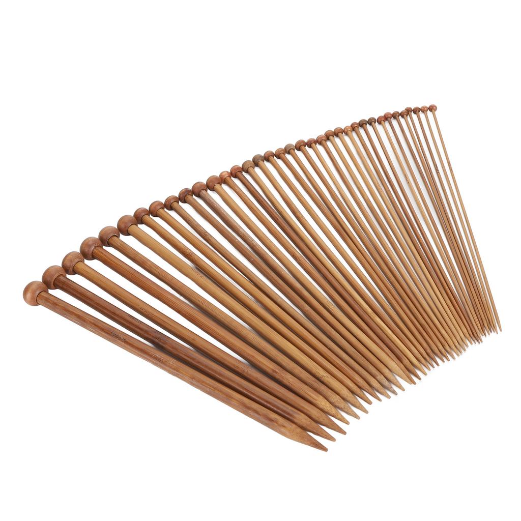 36pcs Bamboo Knitting Needle Straight Single Point Carbonized Knitting Needle for Beginners 9.8in