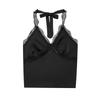 Za Autumn New Arrivals Women's Clothing Zr European and American Style Lace Halter V-Neck Double-Sided Satin Short Backless Camisole Top