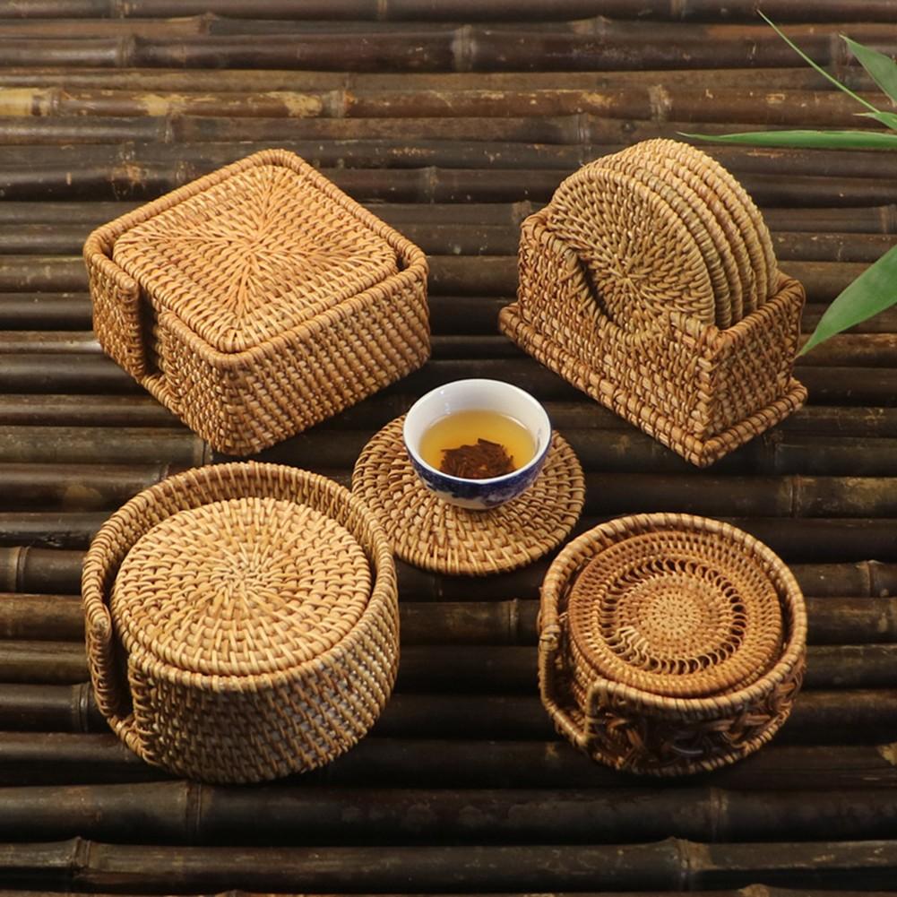 Dining Experience Insulation Pads Rattan Coasters Environmentally Friendly