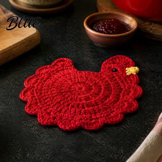 Cozy Home Afternoon Tea Decor Handmade Crochet Hen Coasters for Drinks Cute Cartoon Yarn Cup Mats Heat Decorative Kitchen Accessories Resistant