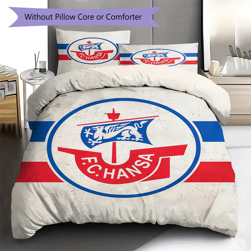 FC Hansa Rostock Pattern Bedding,Quilt Set Quilt Cover Pillowcase Home Birthday Gift (1 * duvet cover + 2 * pillowcase, without core)