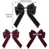 Cute Cloth Red Velvet Bow Hair Clip Rhinestone Wine Red Bowknot Spring Clip Pearl Hair Claw New Year Hairpin Women