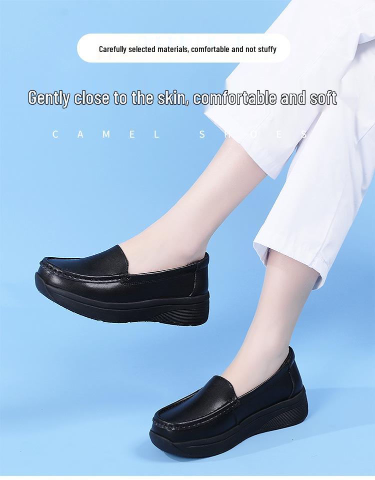 Spot Nurse Women's Genuine Leather Non-Slip Breathable Soft Sole Hospital Work Shoes - Comfortable & Stylish for Outdoor Wear