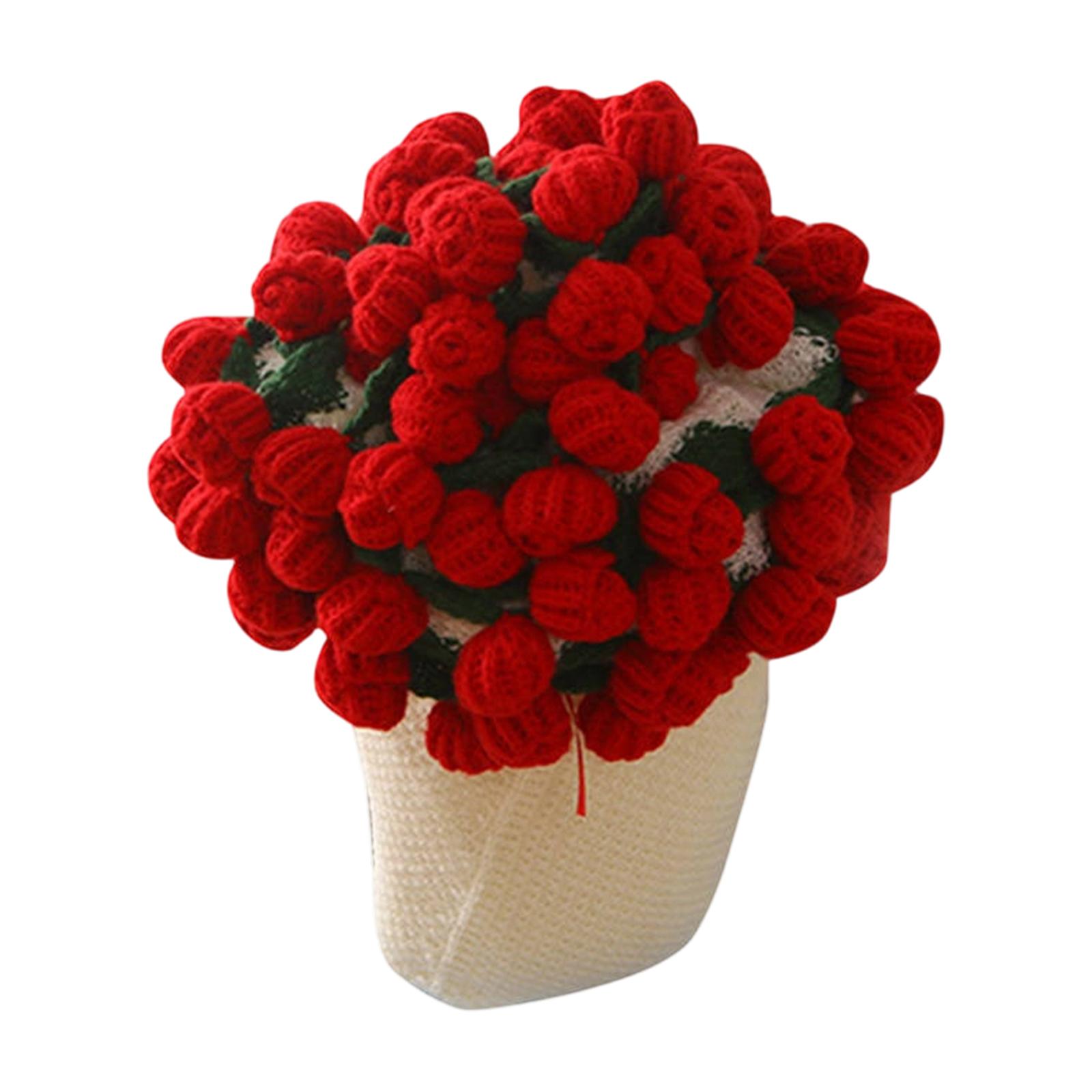 

Handmade Knitted Bouquet Blanket Soft Textured Throw Large Decorative Knitted Yarn Blanket Suitable for Home and Indoor Use One Size красный