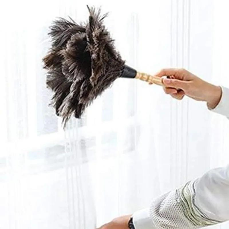 Genuine Ostrich Feather Duster Anti-static Lint-free Cleaning Brush for Home & Car Dust Removal