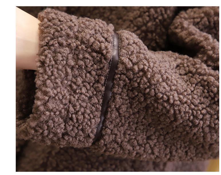 Women's Plus Size Lambswool Coat, Autumn/Winter 2023, Thickened, Velvet-Lined, Loose Fit, Warm, Versatile Top