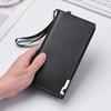 Stylish Men's Long Leather Wallet with Multiple Card Slots, Money Clip, Zipper, and Phone Holder - Business Multifunction Bag.