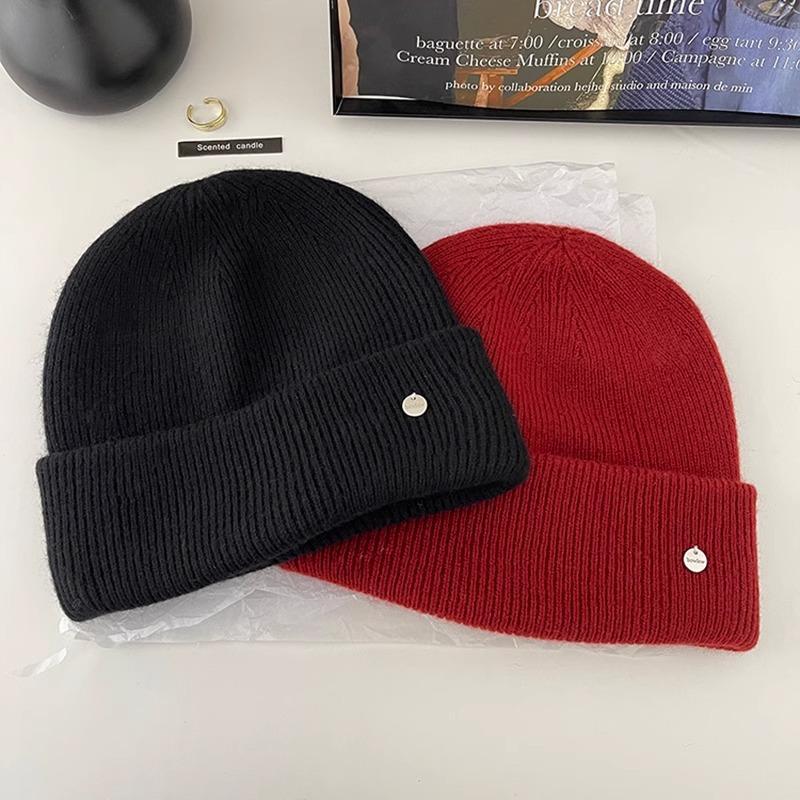 Knitted Woolen Hats for Men and Women in Autumn and Winter Small Face Protecting Ear Protection Warm Pile Hats Cold Hats