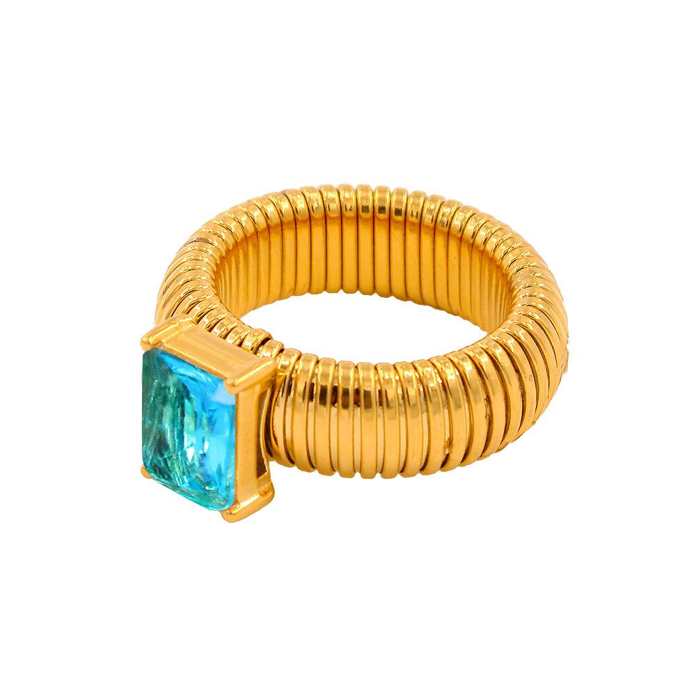 

New Personality Luxury Colour Inlay Zircon Elasticity Adjustable Stainless Steel Rings for Women Fashion for Women Jewelry Gifts 9 синій