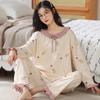 Pure Cotton Women's Sweet Style Long Sleeve Pajama Set - New for Spring, Summer, Autumn 2025.