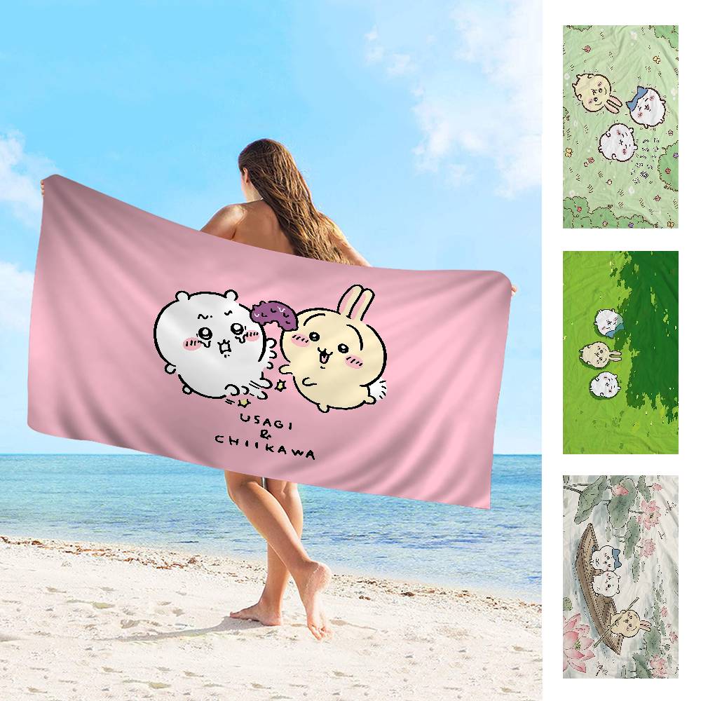 Cartoon C-Chiikawas Bath Towel Microfiber Soft Water Absorbing Breathable For Girl Kids Decorative Cartoon Beach Towel