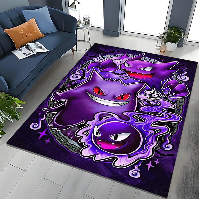 Potdemiel Pokemon Cards Gengar Area Rugs Carpet For Living Room Home Decoration Children's Crawling Living Room Game Floor Mat