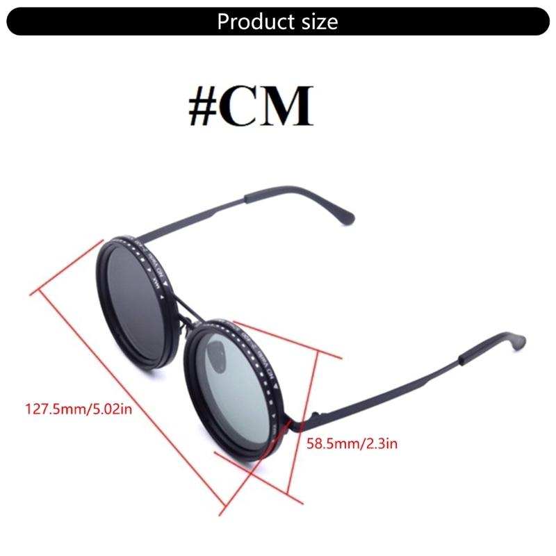 Retro Steampunk Round Polarized Sunglasses with UV400 Protection Adjustable Dimming Glasses for Men & Women Unisex
