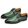 Fashion Derby Shoe Men Amazing Green Genuine Leather Breathable Casual High Quality Lace-Up Office Business Fashion male's Suit Footwear