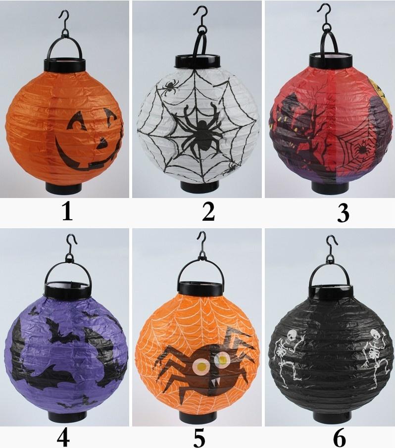 Decoração de Halloween LED Abóbora de Papel Lanterna Pendurada Luz Lâmpada Casa Lanterna de Terror Suprimentos