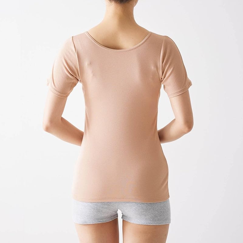 [Belle Maison] inner shirt ladies Super sweaty person double back three-quarter sleeve cotton blend sweat absorbing innerwear salary list ice gray M