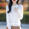 Polo Collar Knitted Cardigan: Slim Fit, Solid Color, Versatile for Spring & Autumn Women's Business Casual Wear