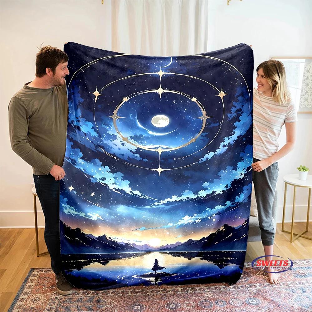 Comfortable and Soft Starry Sky Theme Blanket, Add Beauty To The Home, All Seasons, Home Office Can Be Used, Nap Camping Blanket