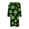 Women's  Casual 3/4 Sleeve Shirts Fashion St Patrick's Print Tunic Tops With Pockets
