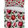 Sommerfrucht Roter Granatapfel Grünes Blatt Bettbezug mit Kissenbezug Kundenspezifisches 3-teiliges Bettwäscheset Steppdeckenbezug Doppelbett Heimtextil