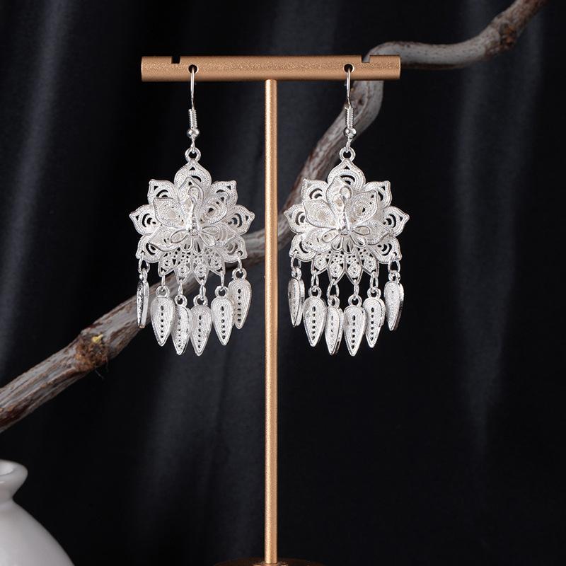 Retro Peacock Phoenix Ethnic Style Earrings Guizhou Scenic Spot Earrings Bohemian Style Long Earrings
