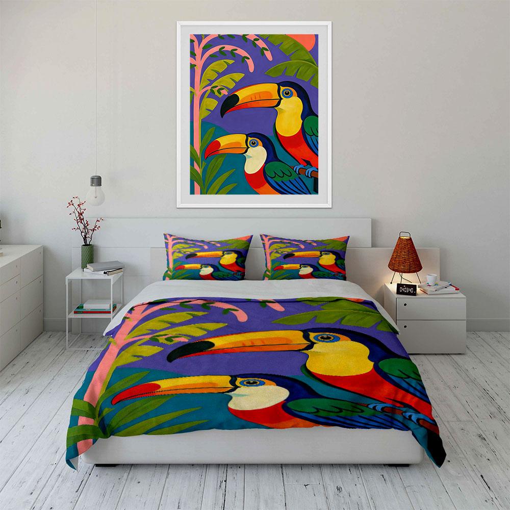 Colorful Toucans and Foliage. Bedding Sets Duvet Cover Sets Duvet Covers Pillowcases(1* Duvet Cover 2* Pillowcases Without Duvet Insert)
