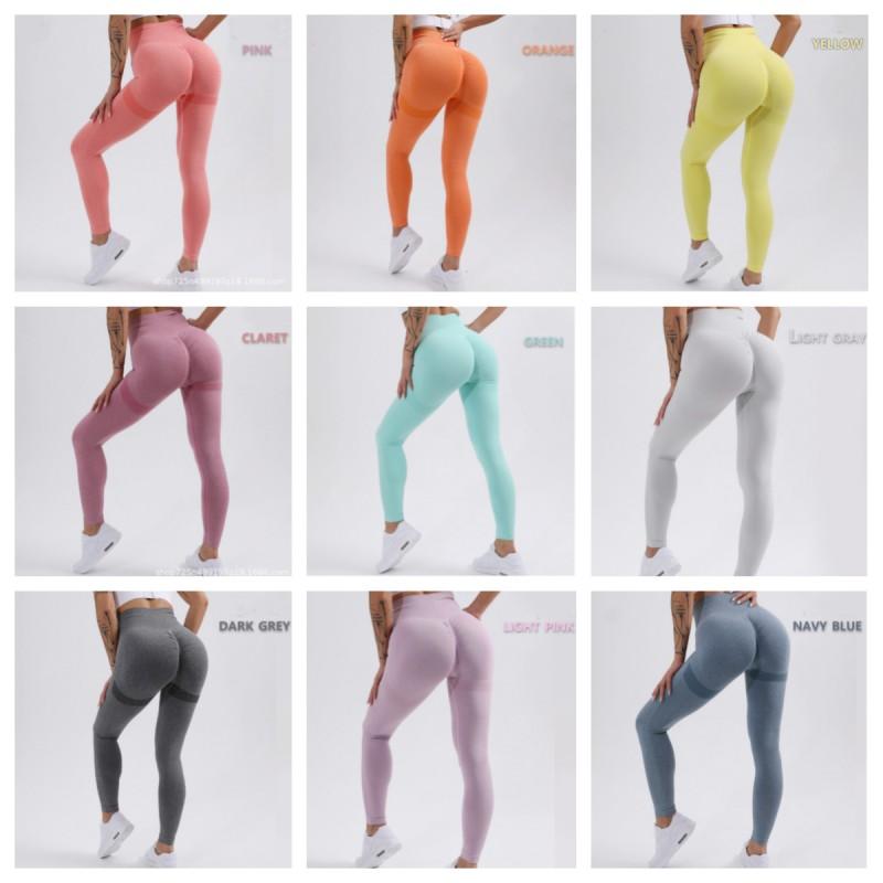Leggings da yoga fitness da donna a 9 colori, a vita alta, push-up, pantaloni da yoga aderenti senza cuciture per lo sport da donna