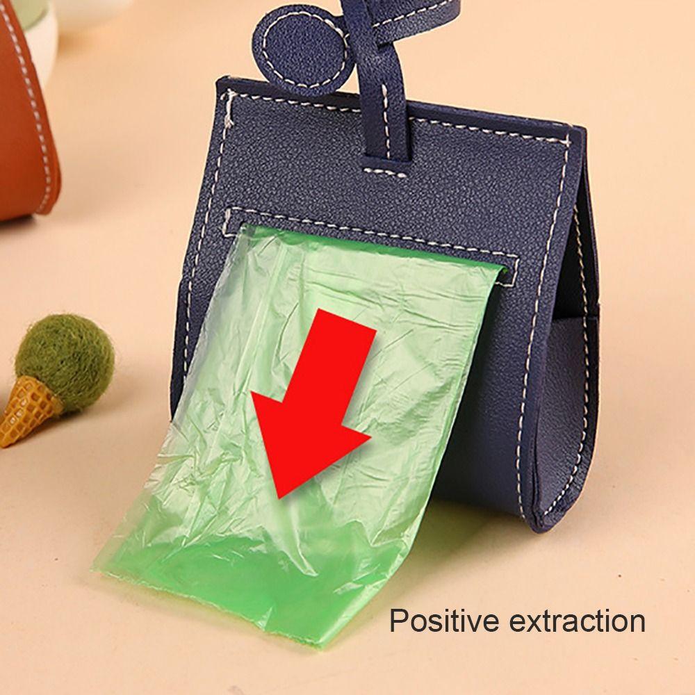 PU Leather Dog Poop Bag Dispenser Hangable Portable Dog Waste Bag Cover Solid Color Puppy Garbage Bags Holder