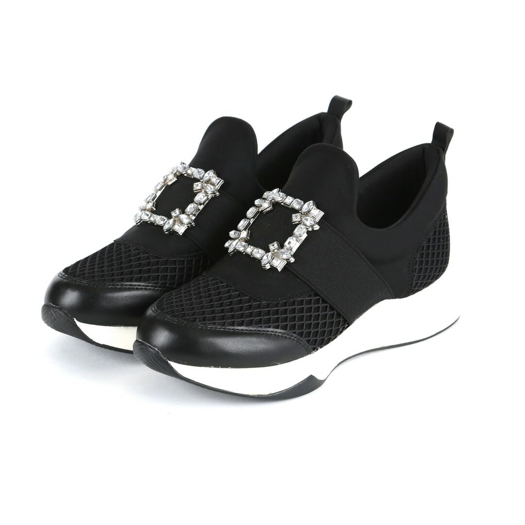 

Thick Sole [Vivian] Women s Sneakers, Slip-on, Bijou, чорний