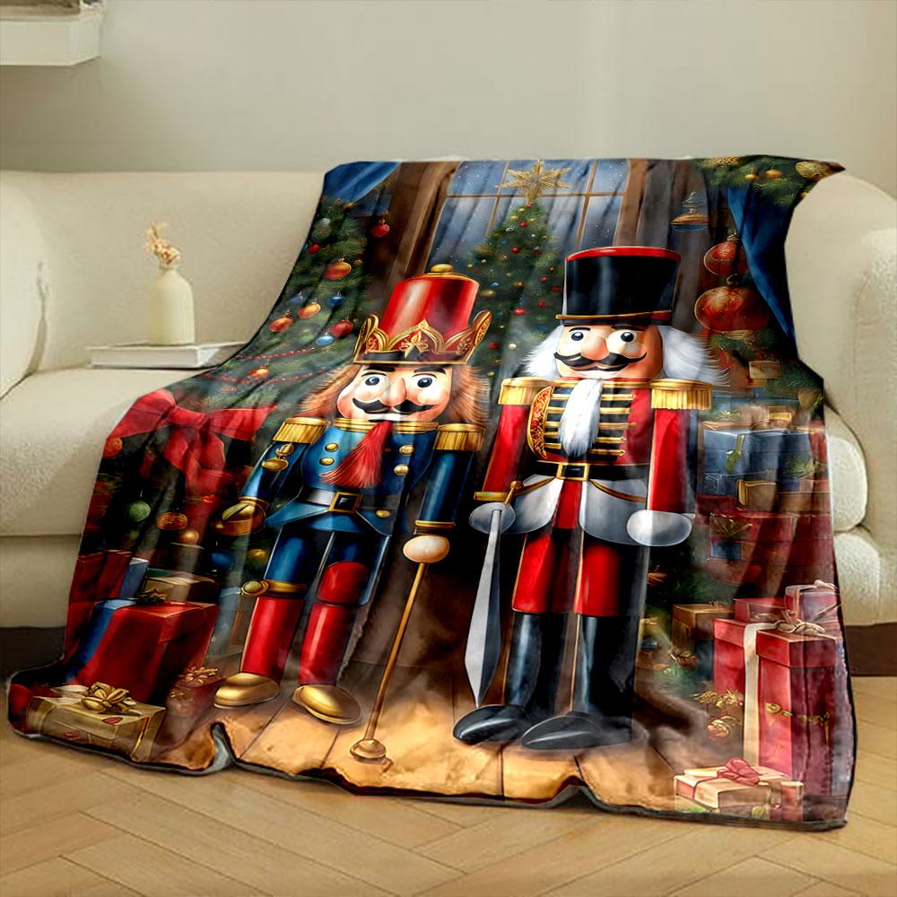 Nutcracker Christmas Blanket Bedroom Blanket for Livingroom Couch Lunch Break Soft Throw for Friend's Festival Gift