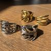 Unique Leaf Rings Stainless Steel Geometric Multi-Layer Hollow Line Open Rings for Women Men Anti Allergenic Waterproof Jewelry