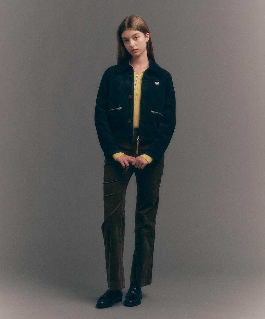 Seteo (W) Soft Corduroy Semi-Flare Pants Brown