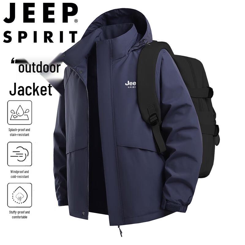 JEEP SPIRIT Men's Windproof Hooded Outdoor Jacket