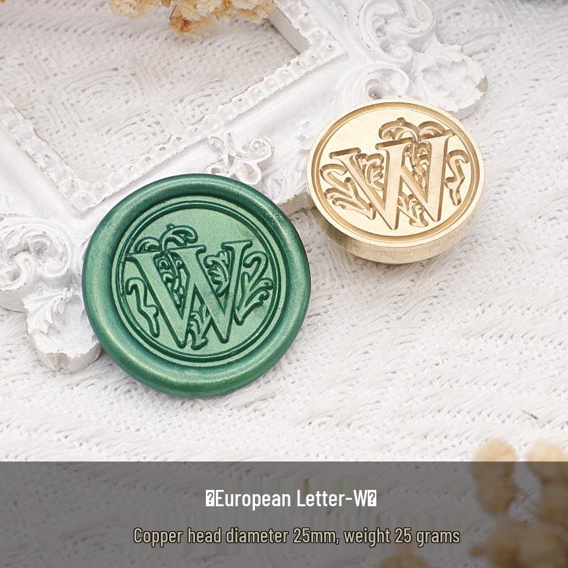 Wax Seal Stamp Head with 26 A-Z Letter Patterns - Retro Copper Design for Envelopes