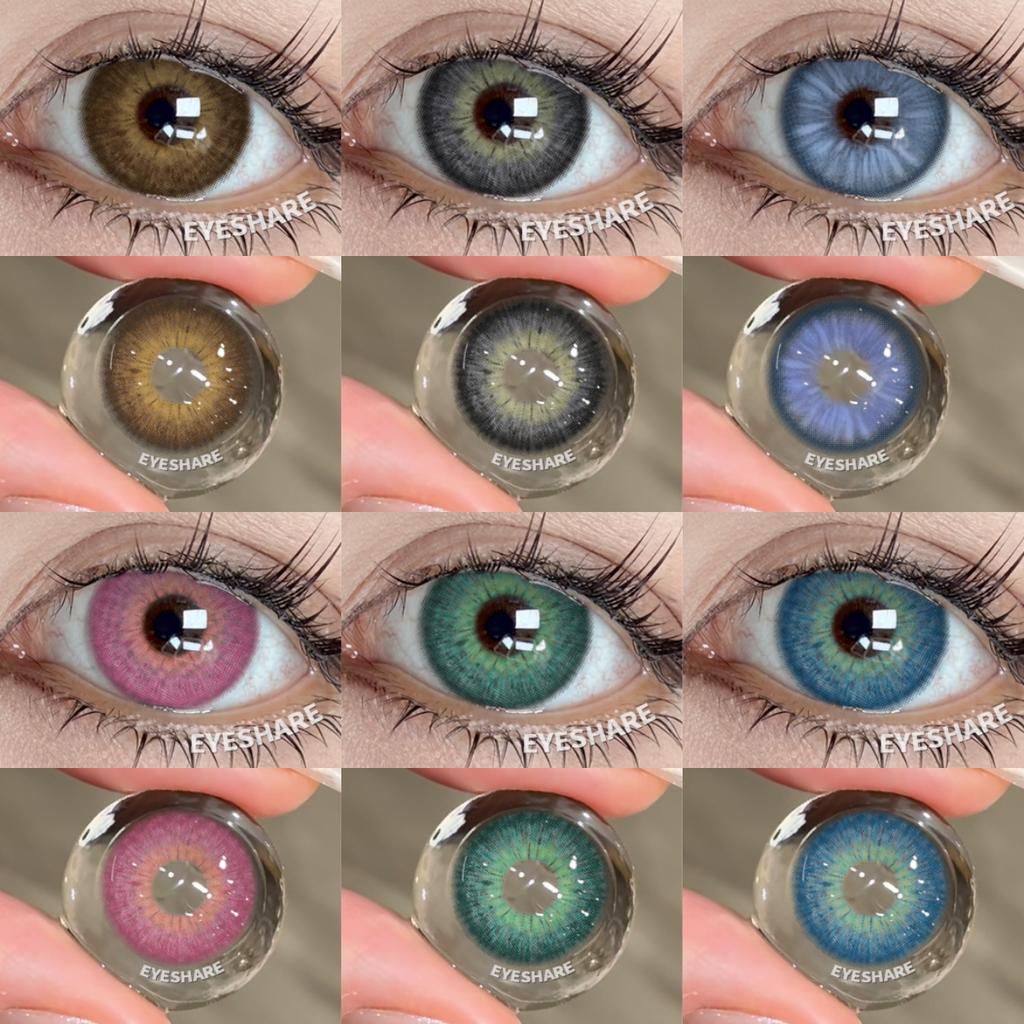 Eyeshare 2pcs NEW Colored Contact Lenses Fashion Blue Eyes Lenses Gray Beauty Pupils Brown Eyes Contacts Green Lens 6 Months Use