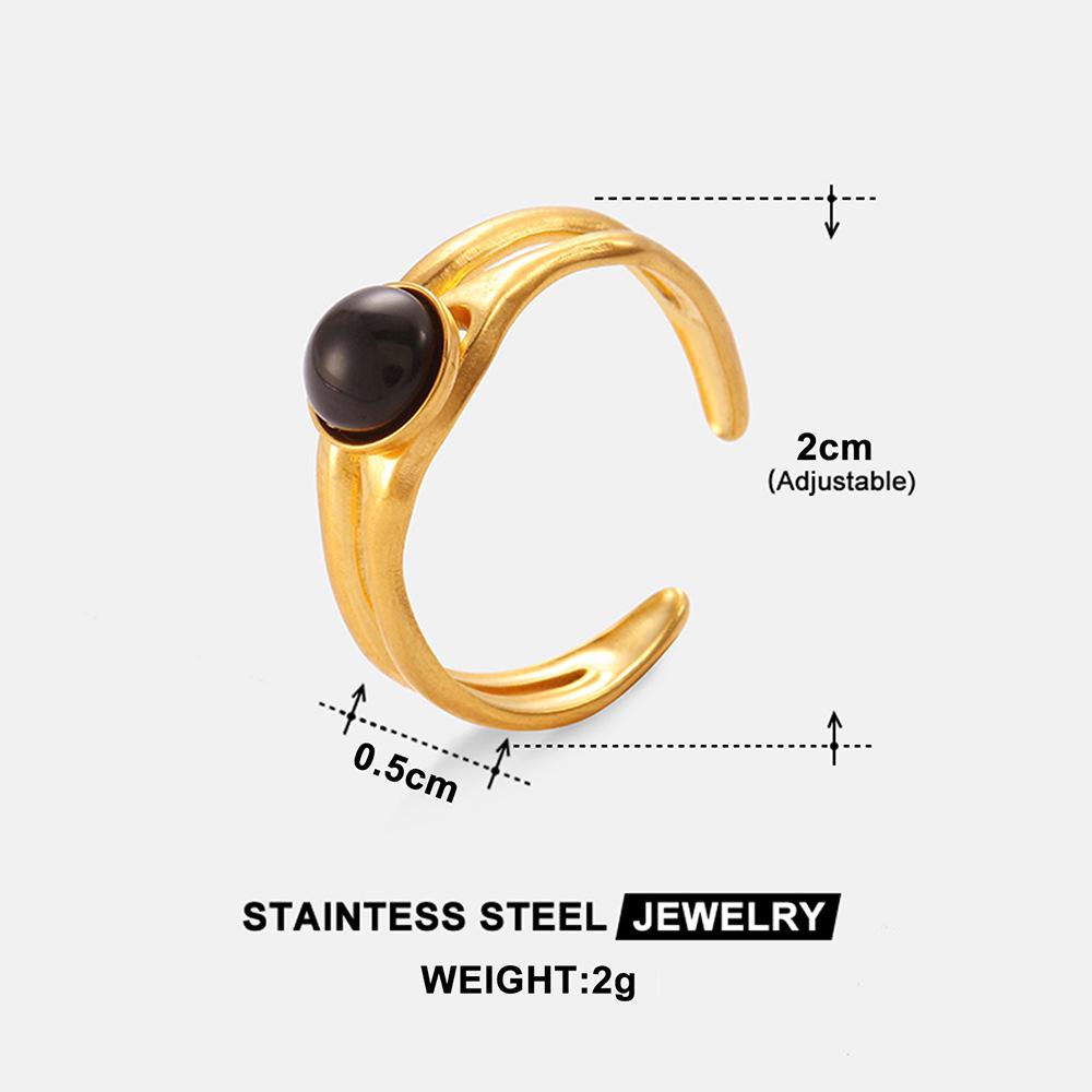 Gold-Tone Stainless Steel Hollow Finger Ring for Women - Non-Fading, Openable, Simple Design.