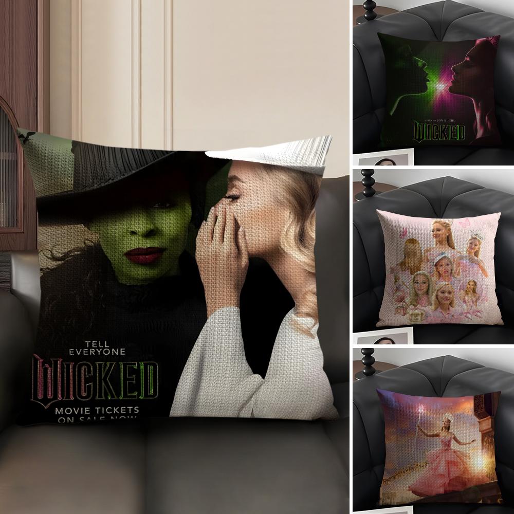 Fantasy Musical Film W-Wicked Pillow Case Pattern Printed Pillowcase For Living Room Sofa Cushion Cover & Bedroom Decor