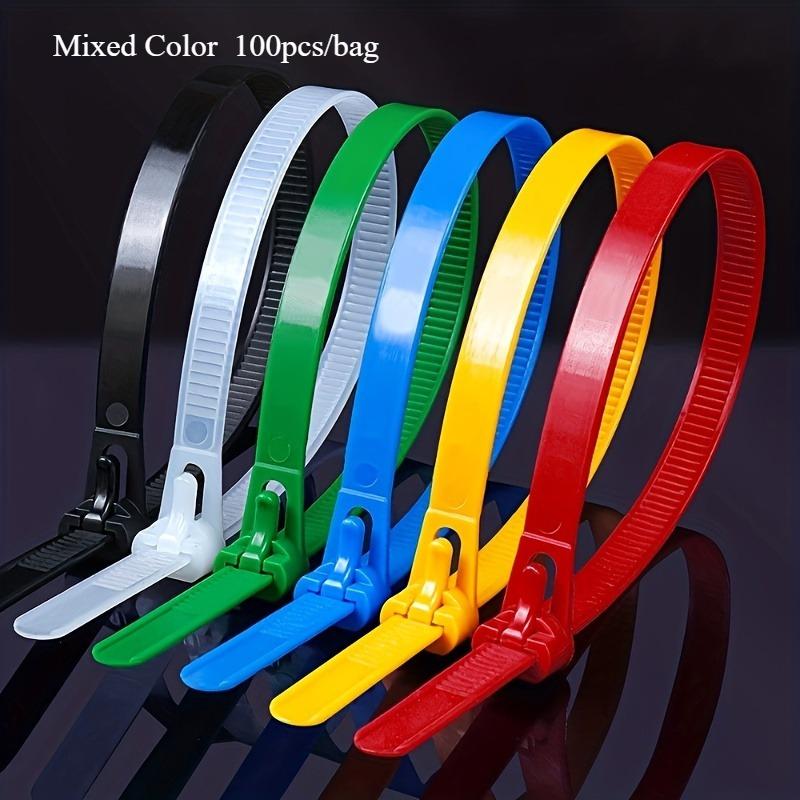 100pcs/bag Reusable Self-Locking Cable Ties Cord Management Accessories Mixed Colors,Cable Organizer,Cable Lock Ties Easy To Use