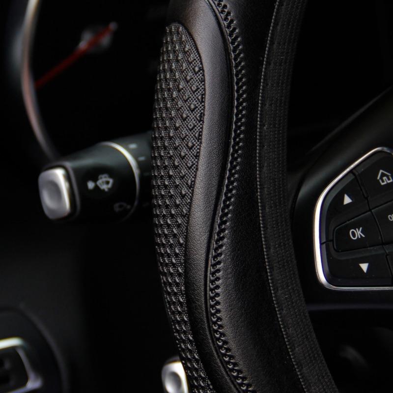 Four Season Universal Car Steering Wheel Cover Wear-resistant Embossed Leather Comfortable and Soft Suitable for 14.5-15 Inches