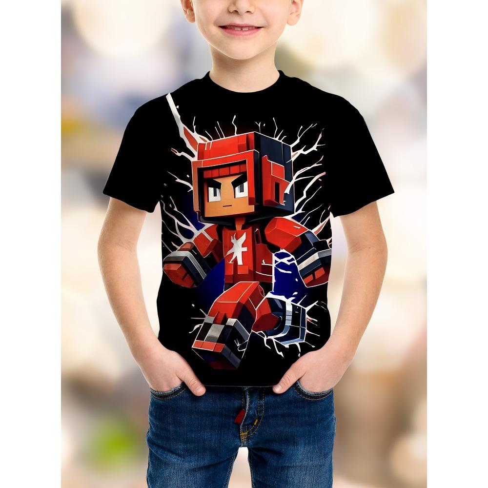 Game Pixel Birthday Party Children's T-shirt Humorous and Funny Boys Fashion Novelty Gift Short Sleeve T-shirt