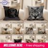1Pc Adorable Pet Themed 2D Flat Printed Pillowcases Sofa Cushion Cover Home Bedroom Room Decoration