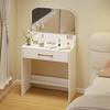 Vanity Table with Mirror, Compact Vanity Table with 3 Drawers, White
