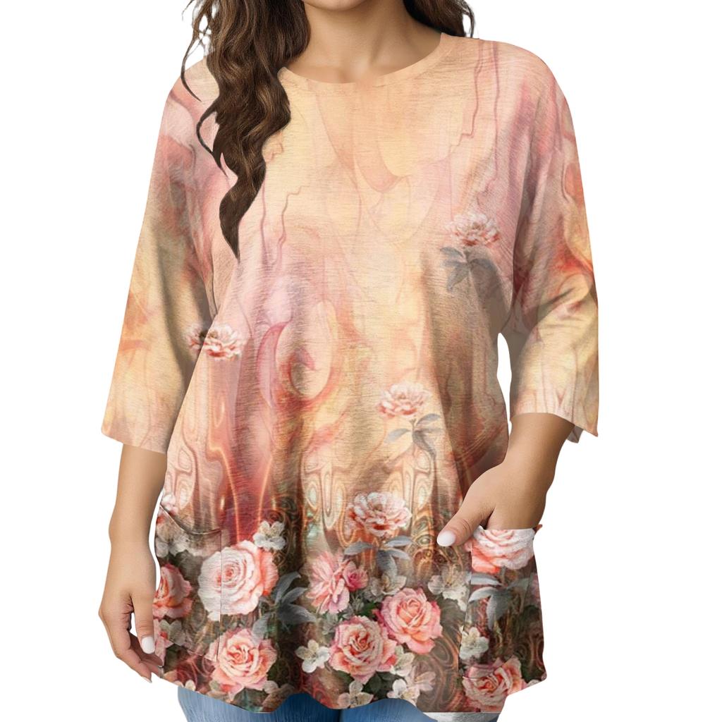 Damen Mode Übergröße Bedruckte Kurzarmbluse Für Elegantes Pendeln Und Freizeitkleidung