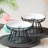 Pet Food Plate and Rack Set Whisker-Friendly Anti-Vomit Cat Plate Set for Cats and Small Dogs