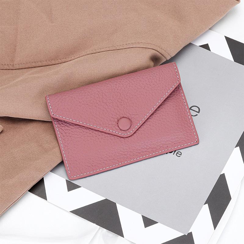 Real Leather Women Coin Purses Envelope-shaped Mini Wallet Soft First Layer of Cowhide Card Holder Brand Design Snapped Purse 2024