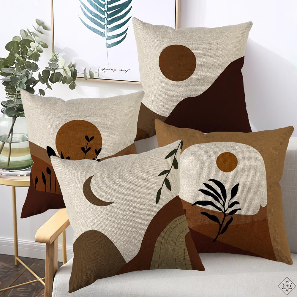 Abstract Boho Sunset Sunrise Sun And Moon Rainbow Landscape Decorative Pillow Cover Cushion Case,Home Sofa Bed Couch Decor