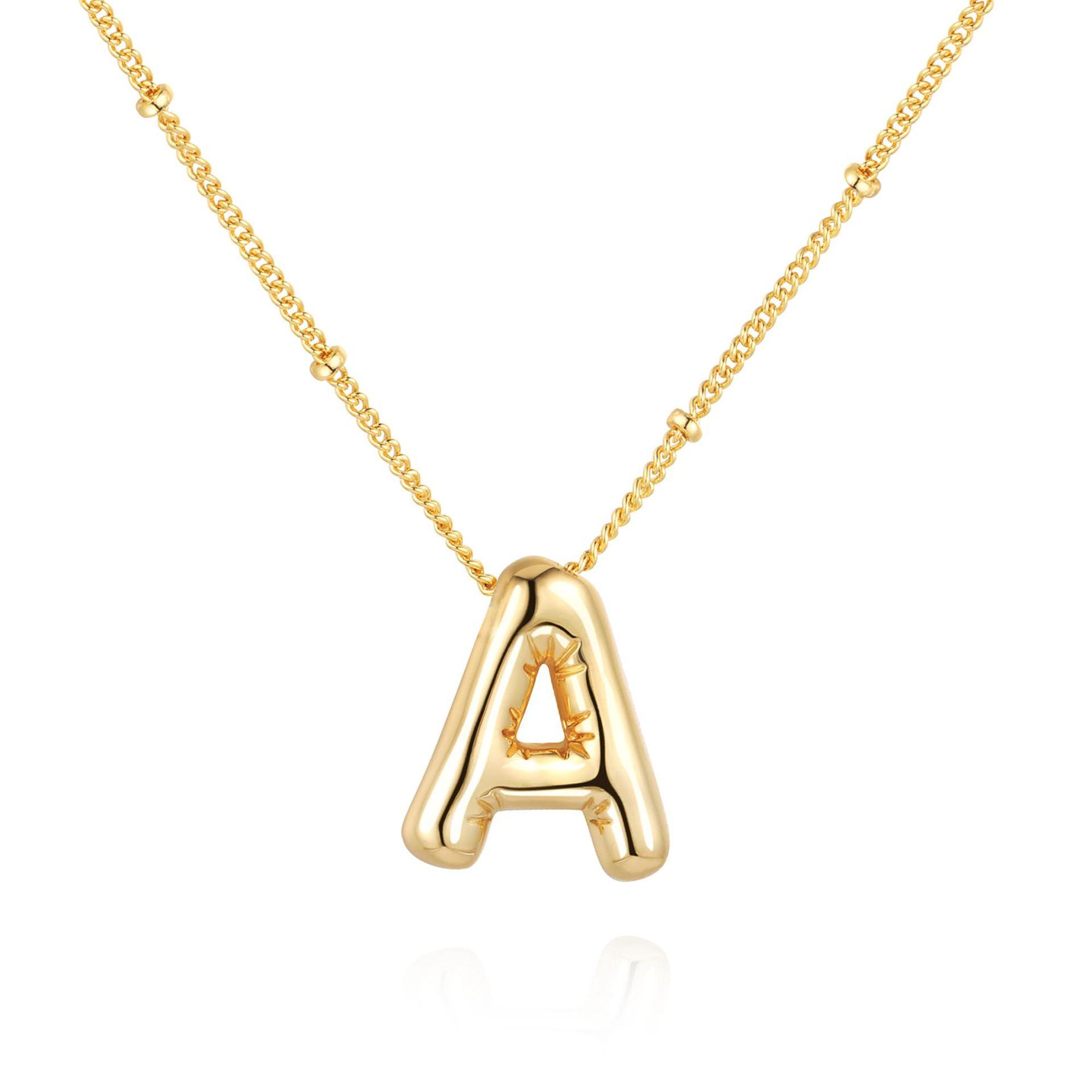 European American Cross-border Stainless Steel 18K Gold Balloon Letter Necklace Silver Bubble 26 English Pendant Bamboo Chain