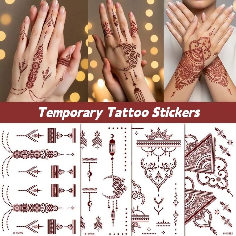 Lace Fake Tattoo Henna Tattoo Stickers Red Mehndi Stickers Body Art Sticker  Finger Hand