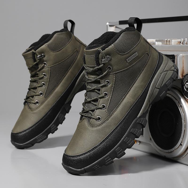 TUINANLE Men's High Top Casual Hiking Shoes - Autumn/Winter Wear-Resistant Trendy Sports Footwear Plush Boots