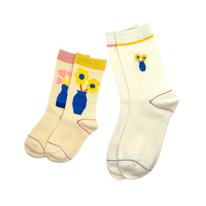 PINZLE [PINZLE X IHM] Family Socks - House Plant (Ivory)